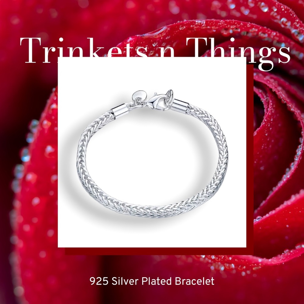 925 Silver Plated Wheat Design Bracelet
